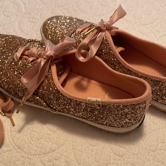 Glittery Rose Gold Women's Sneakers - Picture 4 of 5